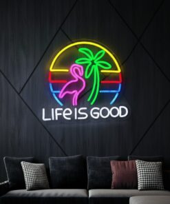Alternative view of Life Is Good Palm Tree Neon Signs for Bar Wall Decor