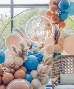 Alternative view of Round Oh Baby Neon Sign for Baby Shower Birthday Party Decor