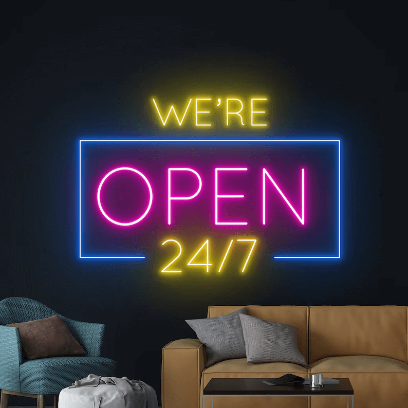 We Are Open 24/7 Led Neon Sign Custom Neon Sign - Image 2
